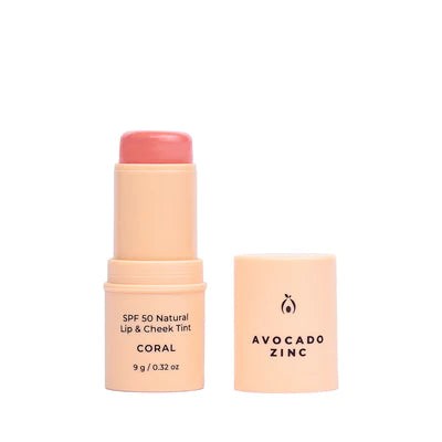 Avocado Zinc - SPF 50 NATURAL LIP & CHEEK TINT - CORAL
